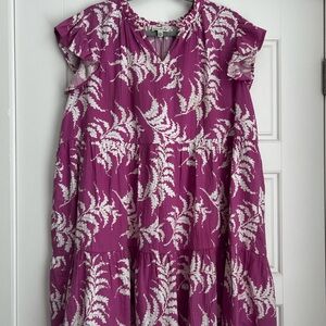 Wonderly Purple and White Leaf Print Dress